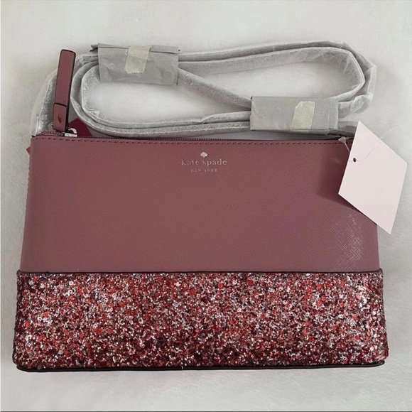 Kate Spade Greta Court Glitter Ramey Dusty Peony Crossbody Bag - Picture 1 of 5